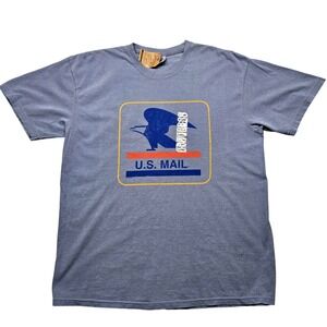 Tee Luv U.S. Mail Shirt Mens XL Blue Comfort Colors Postal Logo Graphic Tee New